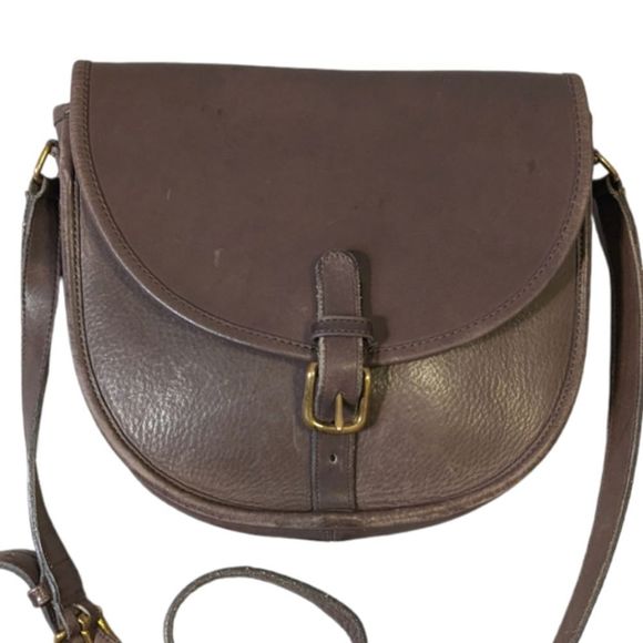 Coach Handbags - Vintage NYC Coach Grey Glove Tanned Leather Saddle Bag Crossbody Purse 70's-80's